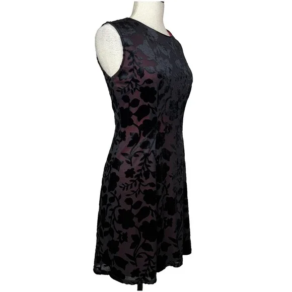 Vtg‎ Black Velvet Burnout Dress Womens 8 Sheer Mesh Y2K Whimsigoth Fairy Grunge - Picture 3 of 13